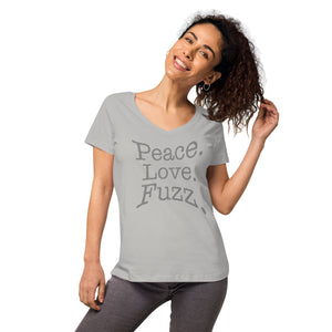 Peace. Love. Fuzz. Women’s Fitted V-Neck T-Shirt